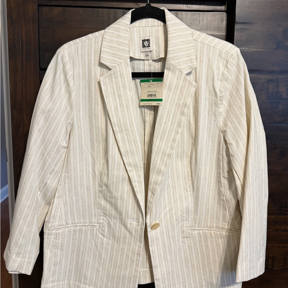 Anne Klein Cream Striped Blazer $139